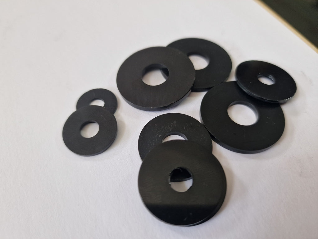 Black Nylon Penny Washers M3–M12 — DIN 9021 Insulating