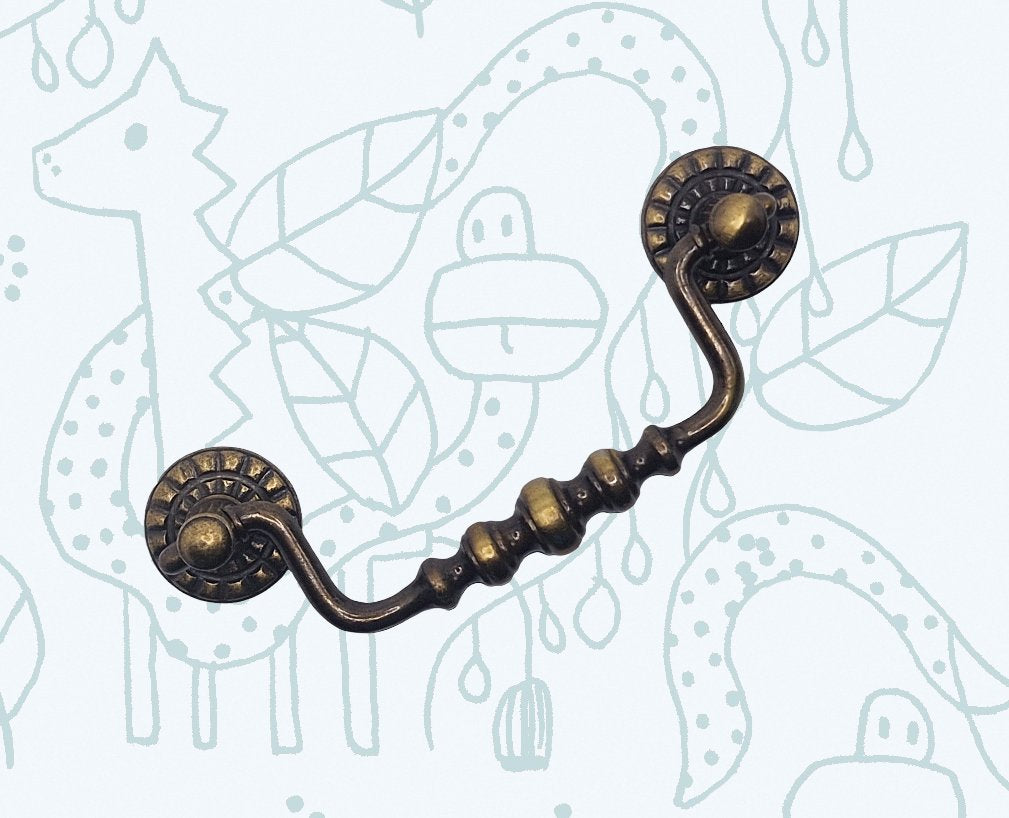 Vintage Cabinet Handle — Old Brass, Model 400B BR