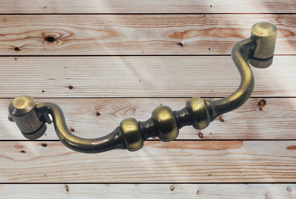 Vintage Cabinet Handle — Old Brass, Model 466 BR