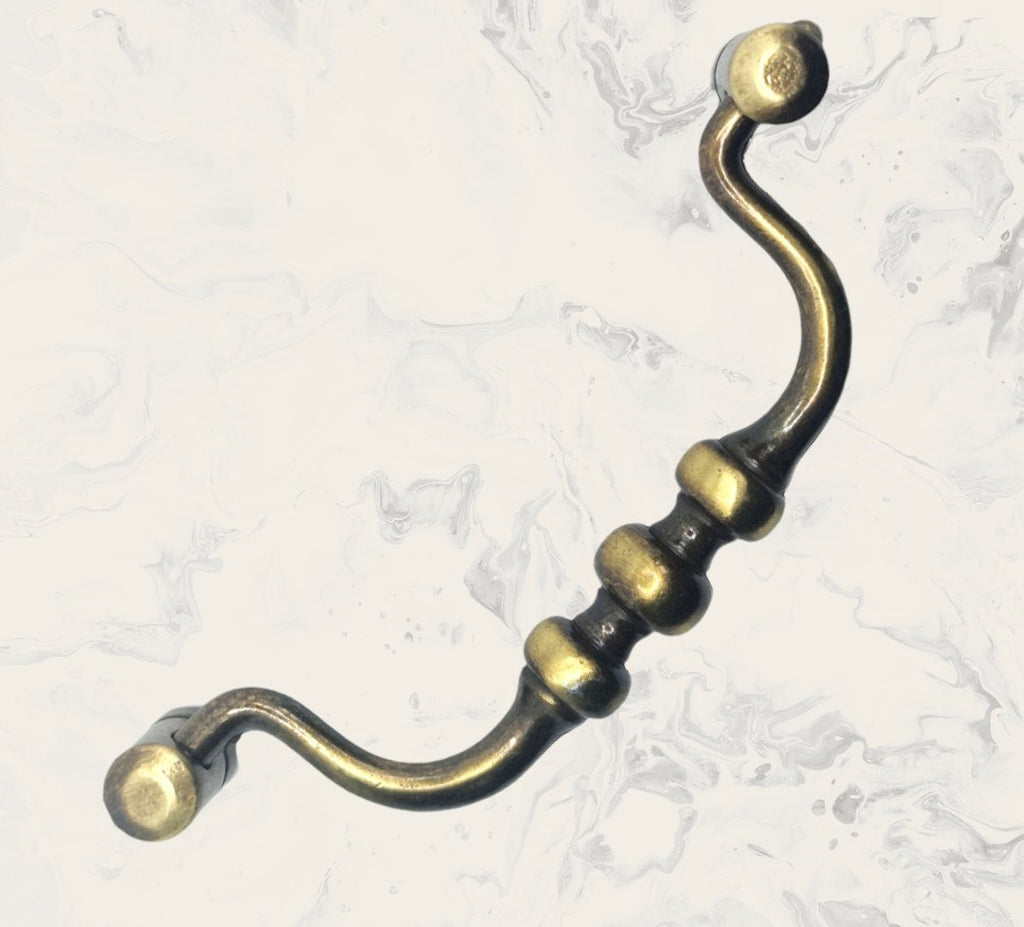 Vintage Cabinet Handle — Old Brass, Model 466 BR