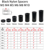 Black Nylon Spacers / Standoff Washers — Pack of 10