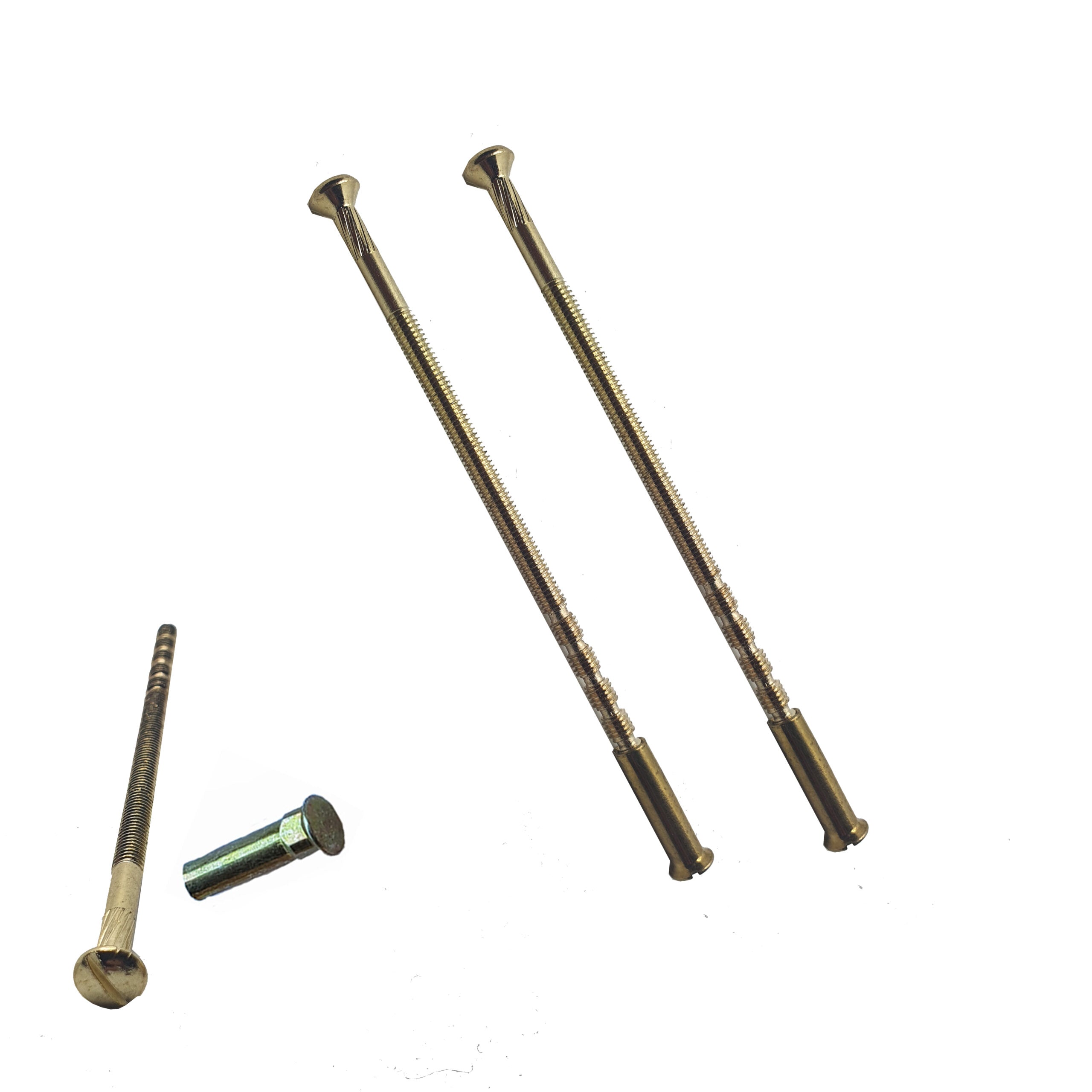 M4 Brass Security Door Handle Screw — 90mm with Carriage Sleeve
