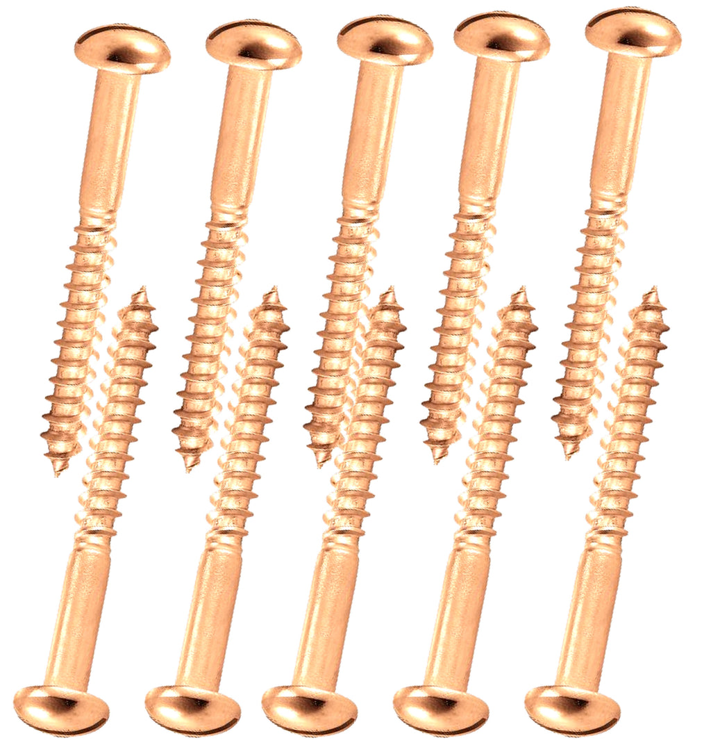 Solid Brass Wood Screws M3–M5 — Round Raised Slotted Head