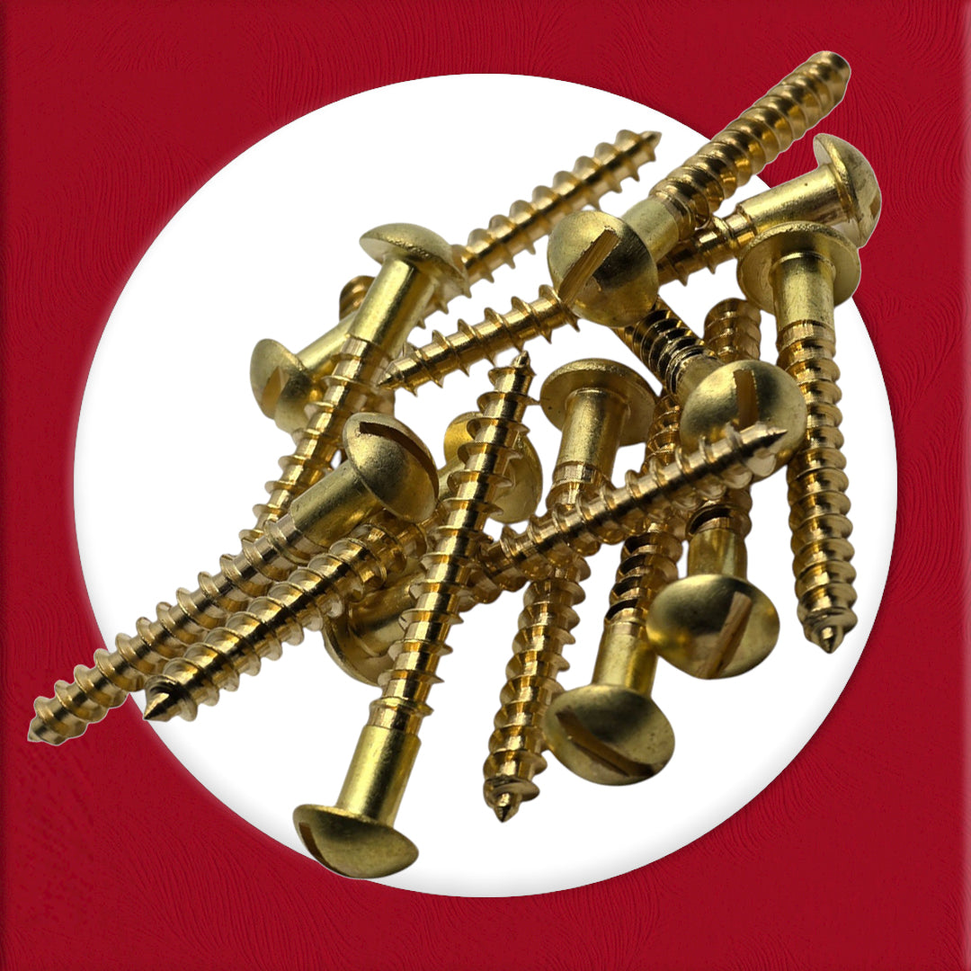 Solid Brass Wood Screws M3–M5 — Round Raised Slotted Head