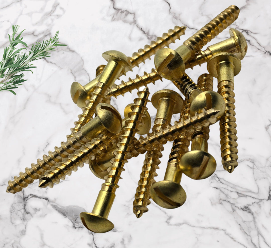 Solid Brass Wood Screws M3–M5 — Round Raised Slotted Head