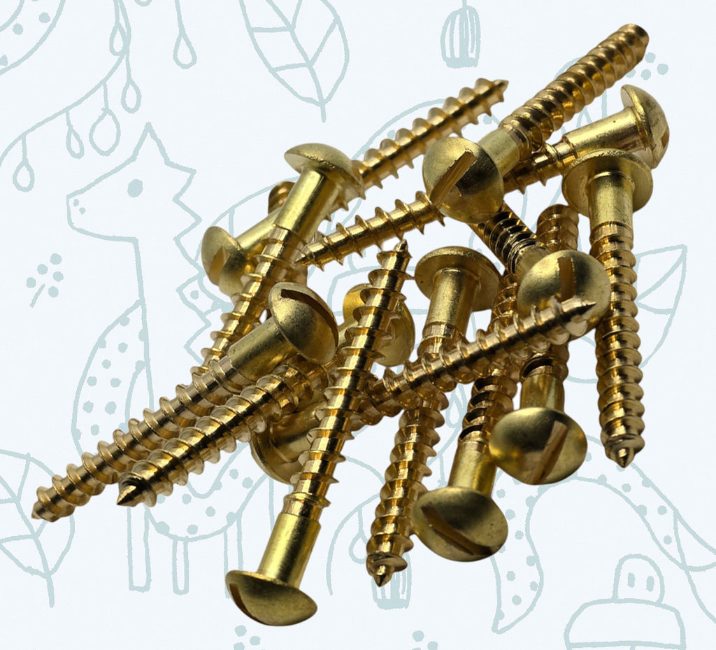 Solid Brass Wood Screws M3–M5 — Round Raised Slotted Head