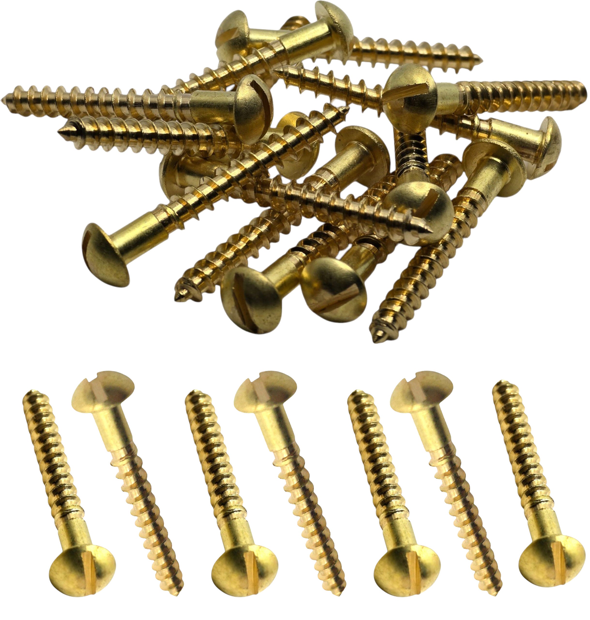 Solid Brass Wood Screws M3–M5 — Round Raised Slotted Head