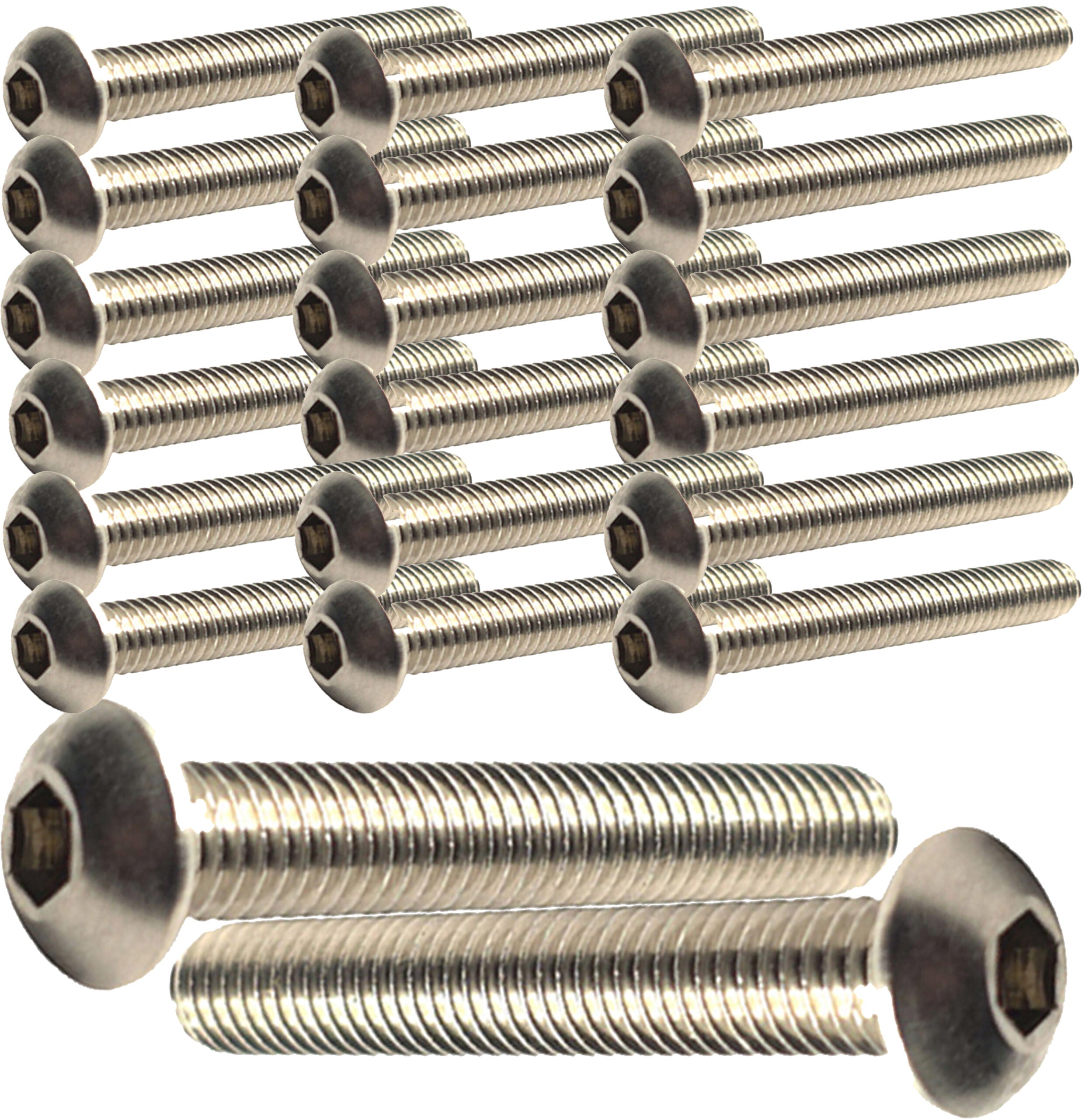 A2 stainless steel hex socket button head machine bolts – pack of 10 fully threaded bolts