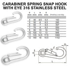 Eye Snap Carabiner Hook Spring 4–8mm — A4 Marine 316