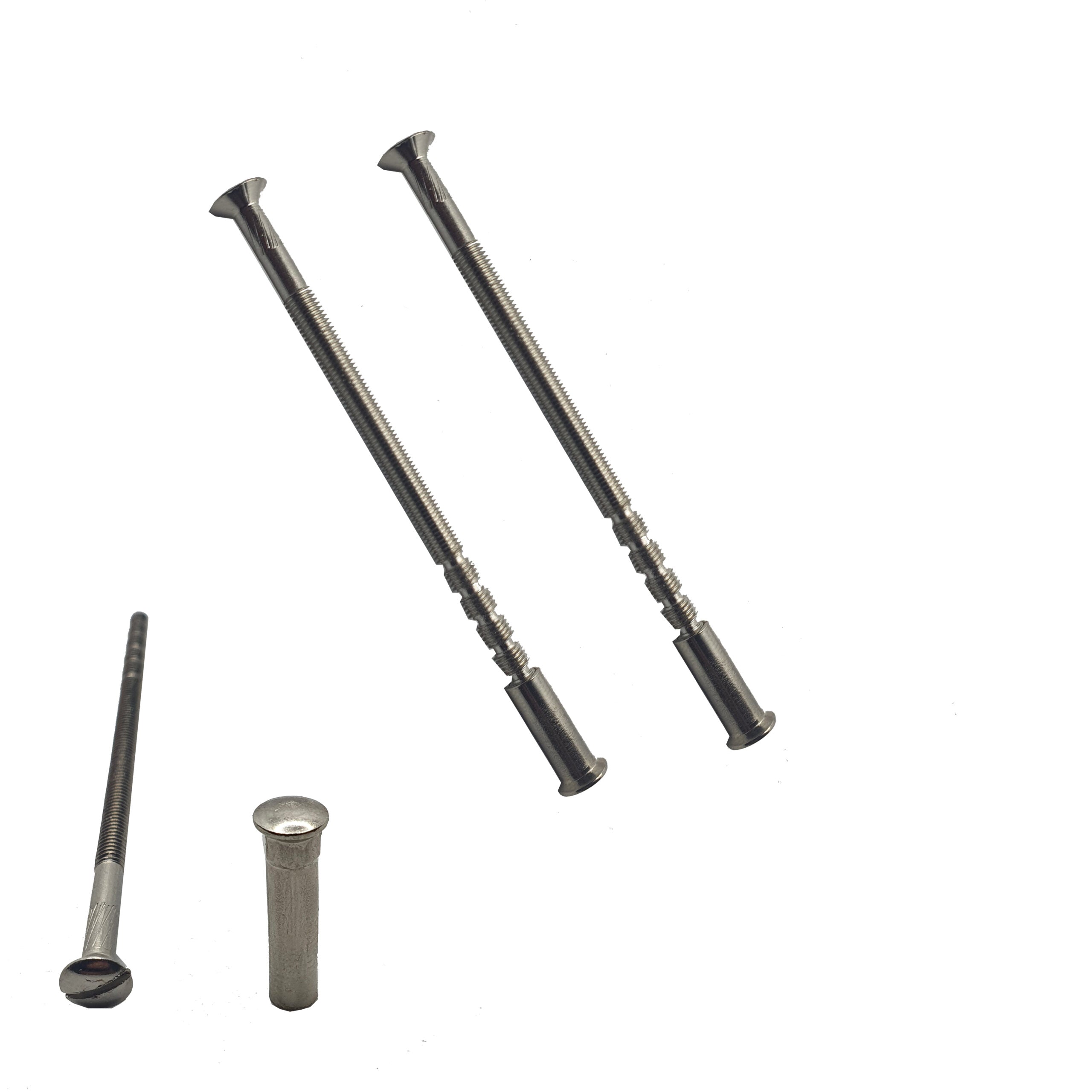M4 Chrome Security Door Handle Screw — 90mm with Carriage Sleeve