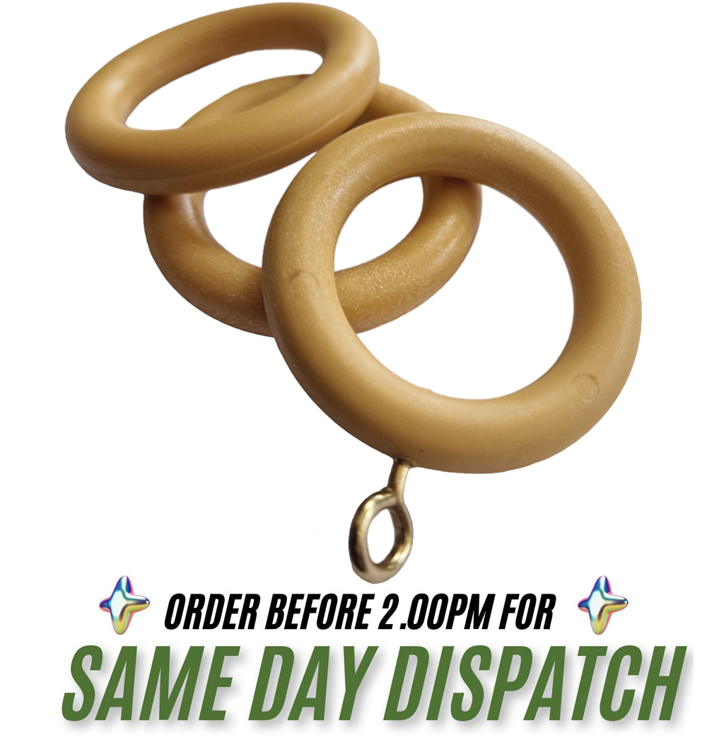 Beech Curtain Rings 22–35mm Pole — Pack of 10 Rust-Proof