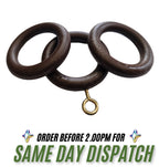 Walnut Curtain Rings 22–35mm Pole — Pack of 10 Rust-Proof