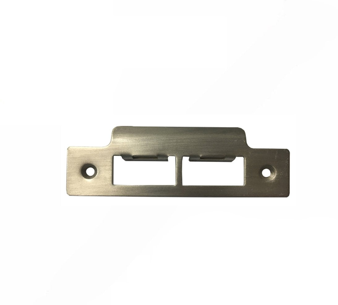 Satin Chrome Double Strike Plate — Square Corners, 114mm