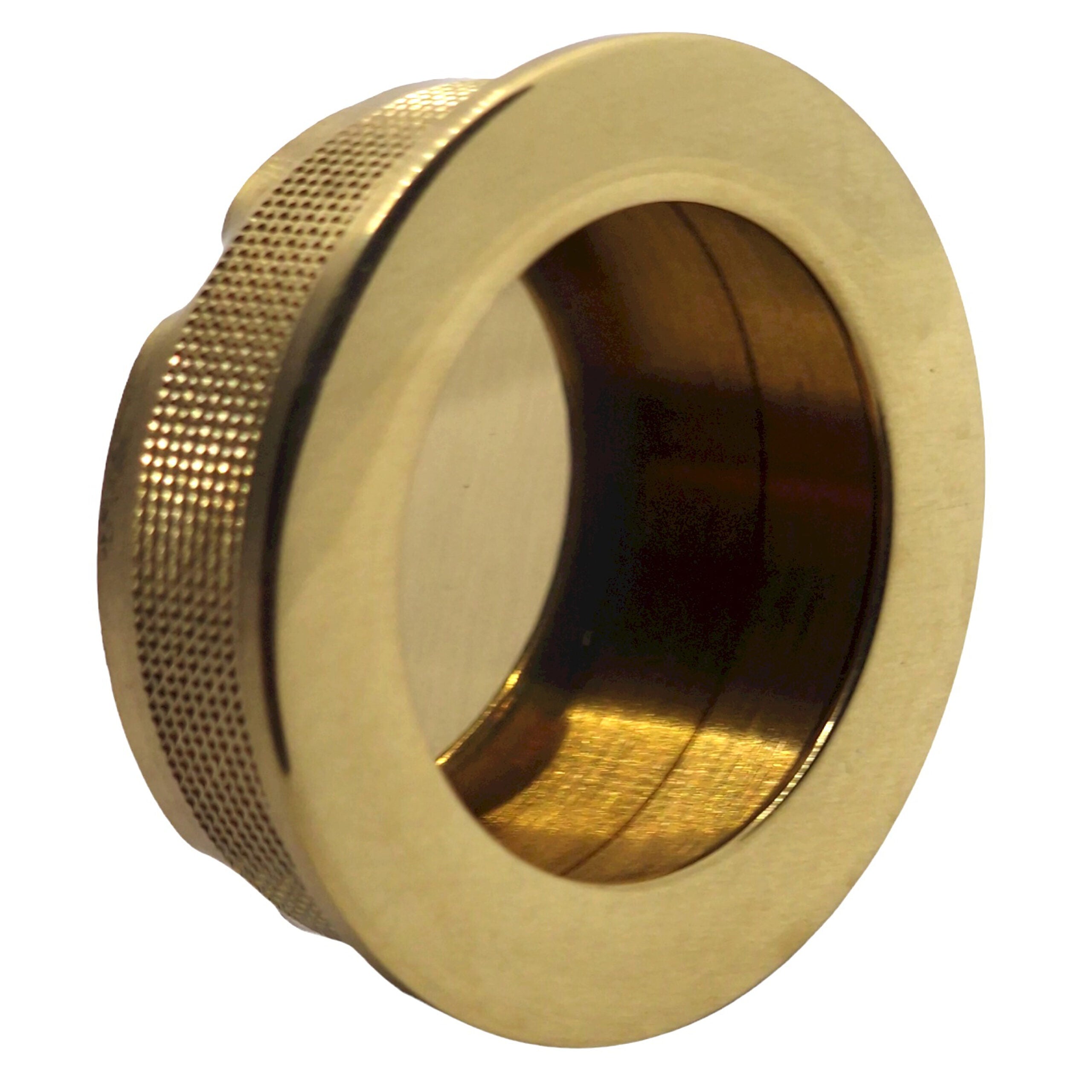 Brass flush pull handle for sliding wardrobe doors