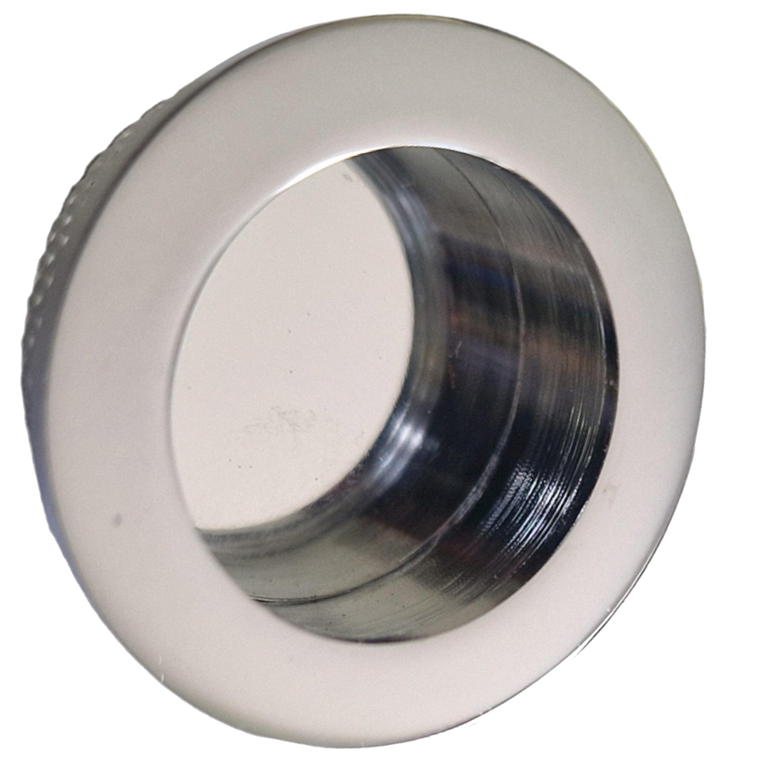 Polished Chrome flush pull handle for sliding wardrobe doors