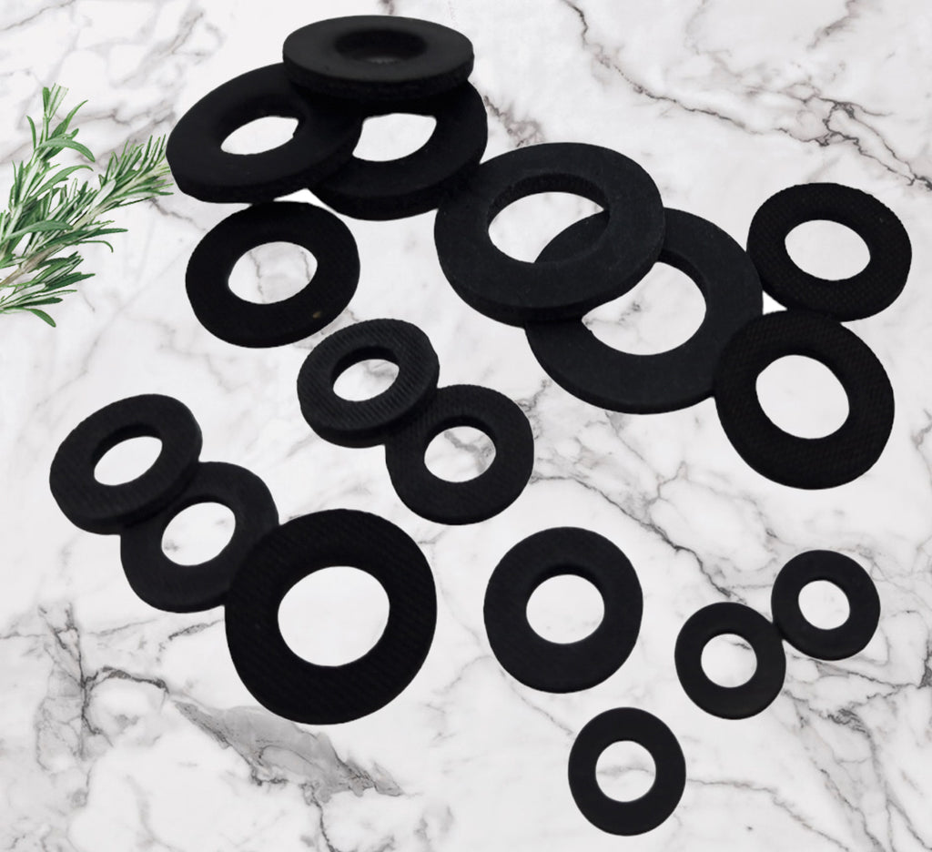 Black Rubber Flat Washers M3–M12 — DIN 125A Sealing