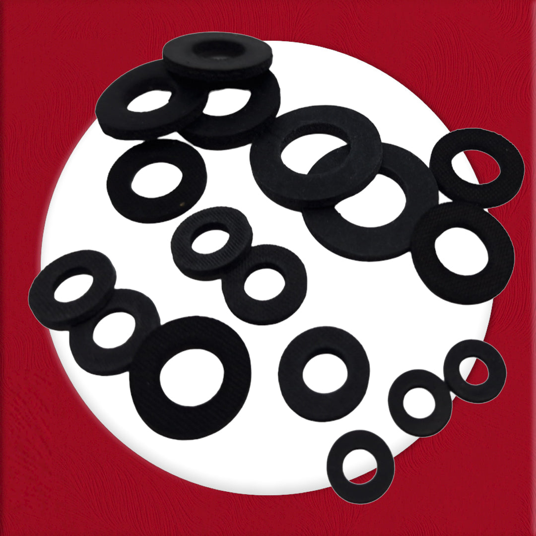 Black Rubber Flat Washers M3–M12 — DIN 125A Sealing
