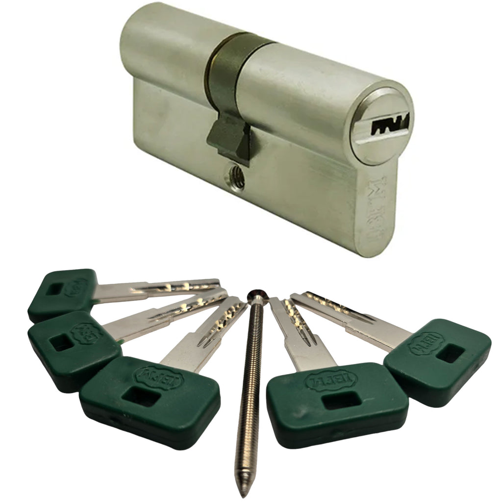Euro profile lock cylinder – brass body – chrome satin finish – high security door lock