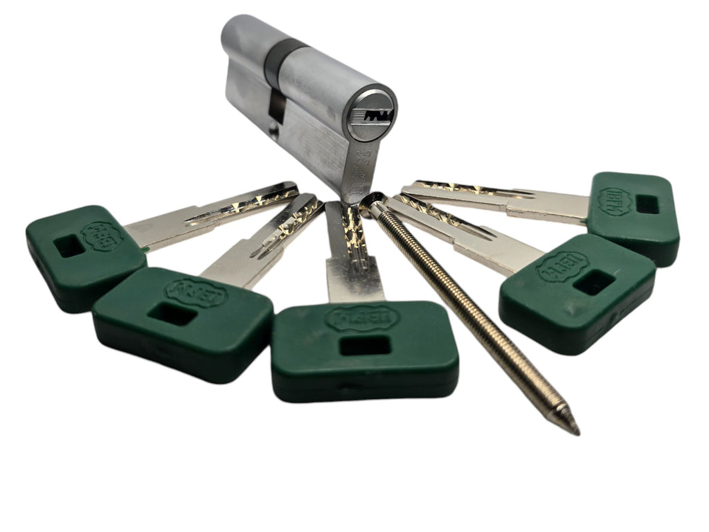 Euro Lock Cylinder — Brass Body, Chrome Satin Finish