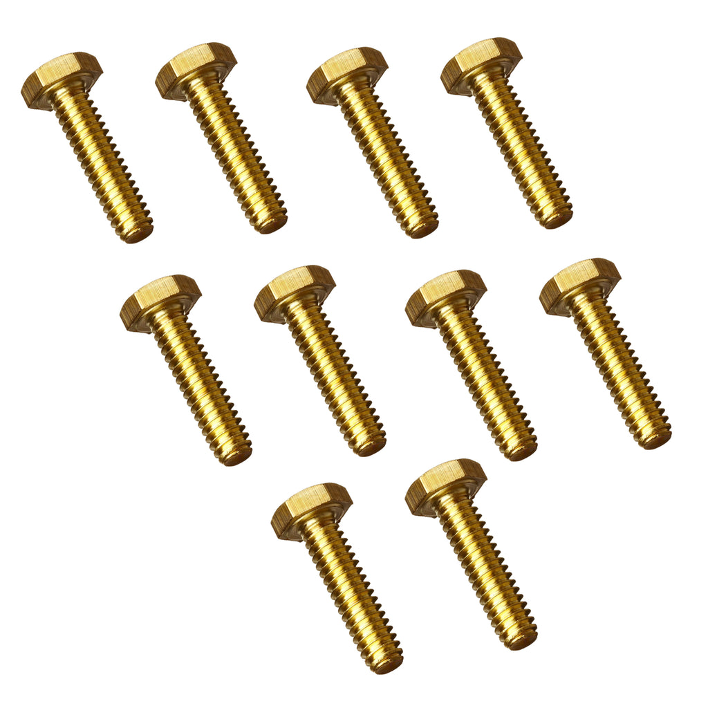 Solid Brass Bolts — Hex Head DIN 933 (M4–M8, Pack of 10)