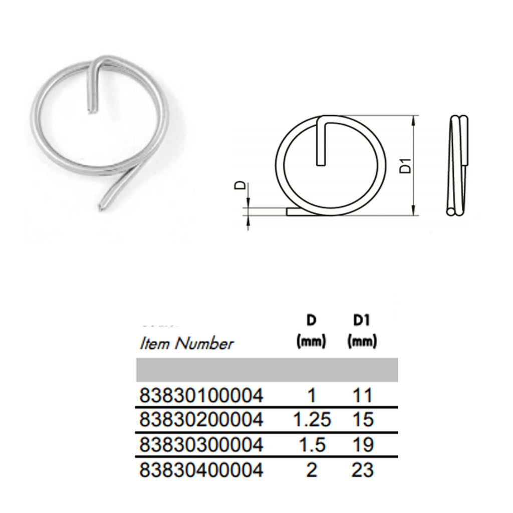 Split Cotter Ring 1–2mm Hairpin — A2 Stainless Steel