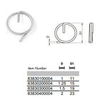 Split Cotter Ring 1–2mm Hairpin — A2 Stainless Steel