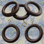 Walnut Curtain Rings 22–35mm Pole — Pack of 10 Rust-Proof