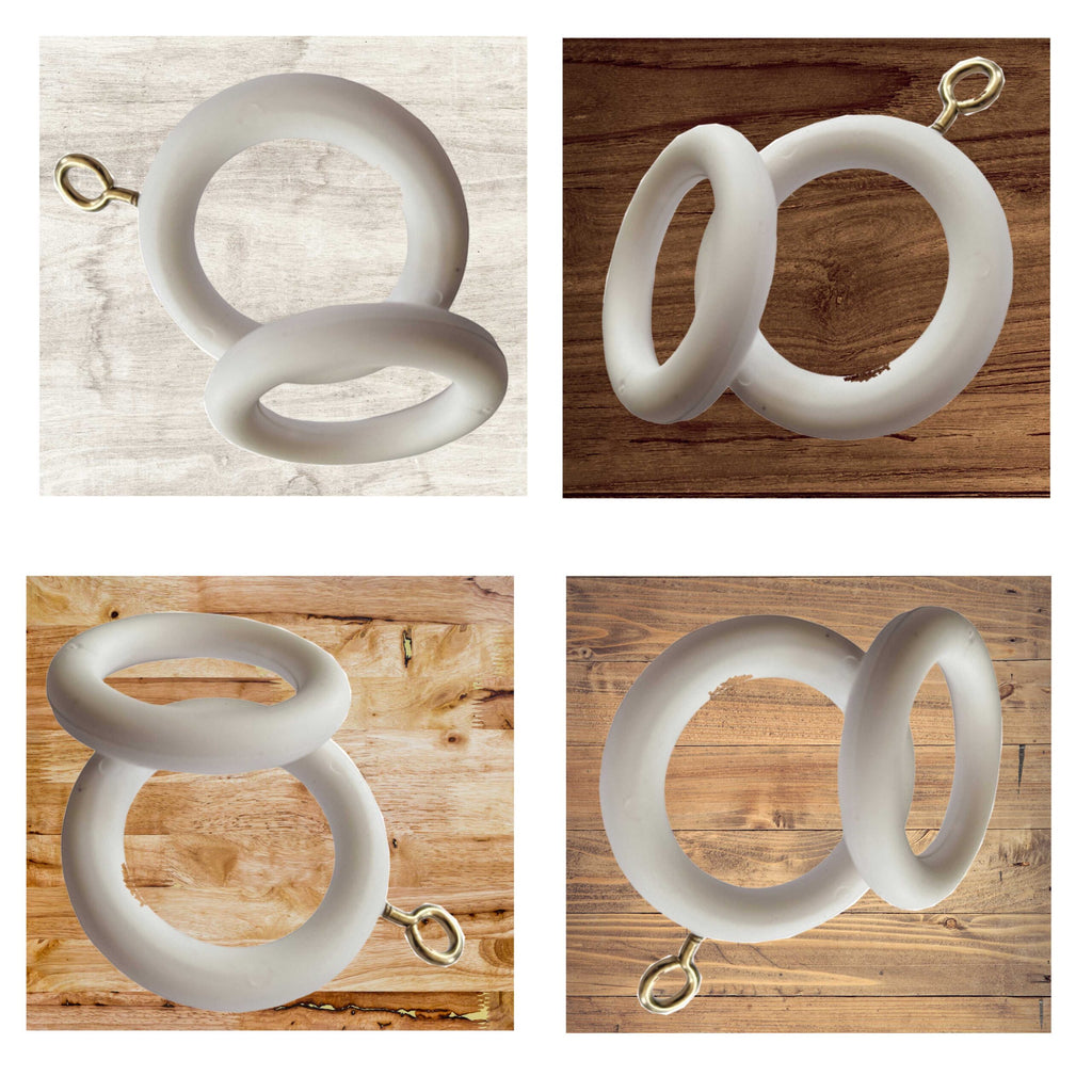 White Curtain Rings 22–35mm Pole — Pack of 10 Rust-Proof