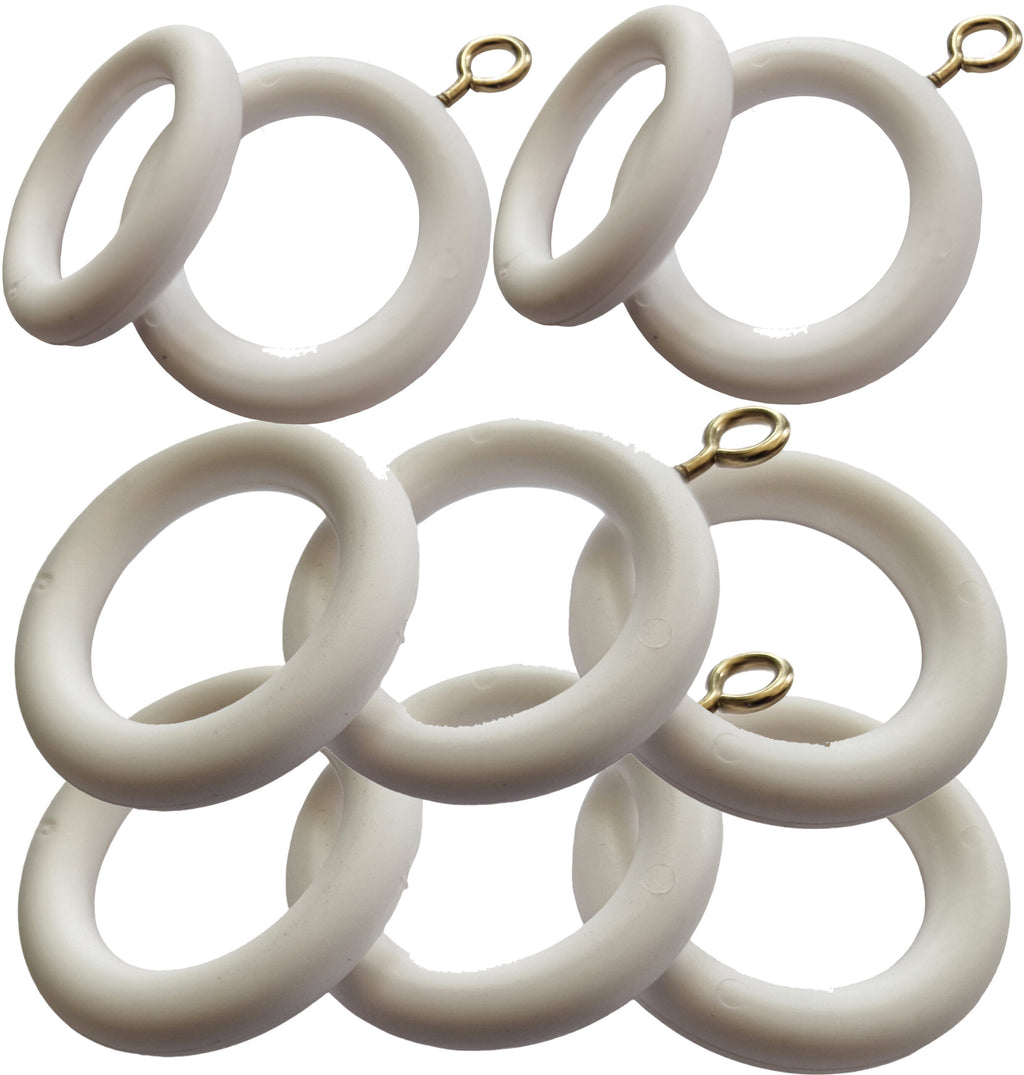 White Curtain Rings 22–35mm Pole — Pack of 10 Rust-Proof
