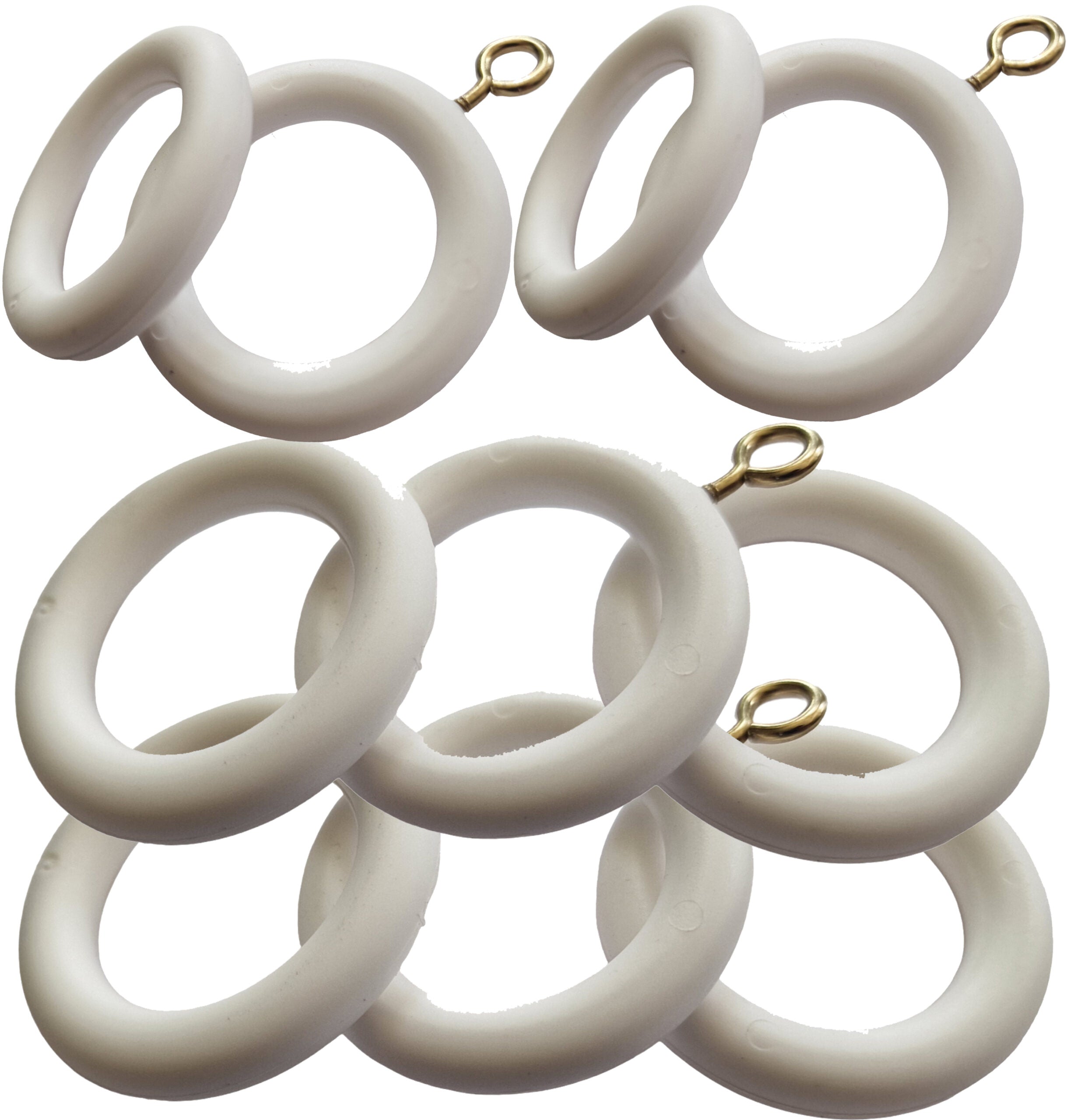 White Curtain Rings 22–35mm Pole — Pack of 10 Rust-Proof