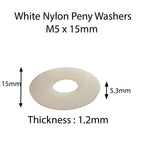 White Nylon Penny Washers M3–M12 — DIN 9021 Insulating