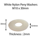 White Nylon Penny Washers M3–M12 — DIN 9021 Insulating