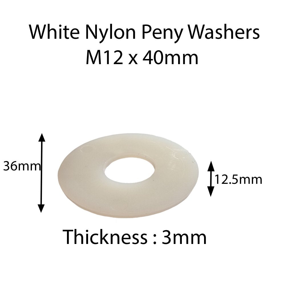 White Nylon Penny Washers M3–M12 — DIN 9021 Insulating
