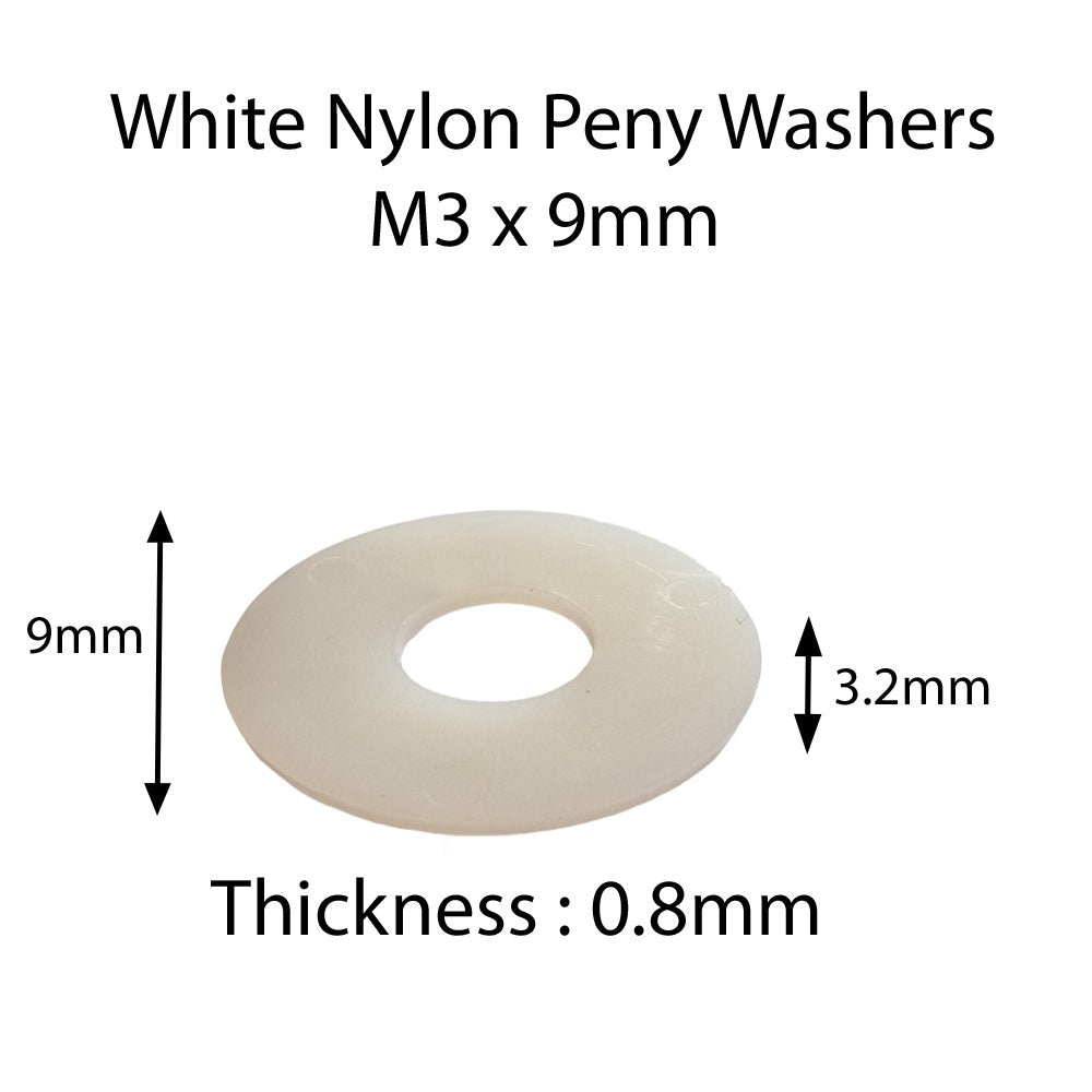 White Nylon Penny Washers M3–M12 — DIN 9021 Insulating
