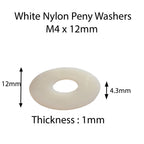 White Nylon Penny Washers M3–M12 — DIN 9021 Insulating