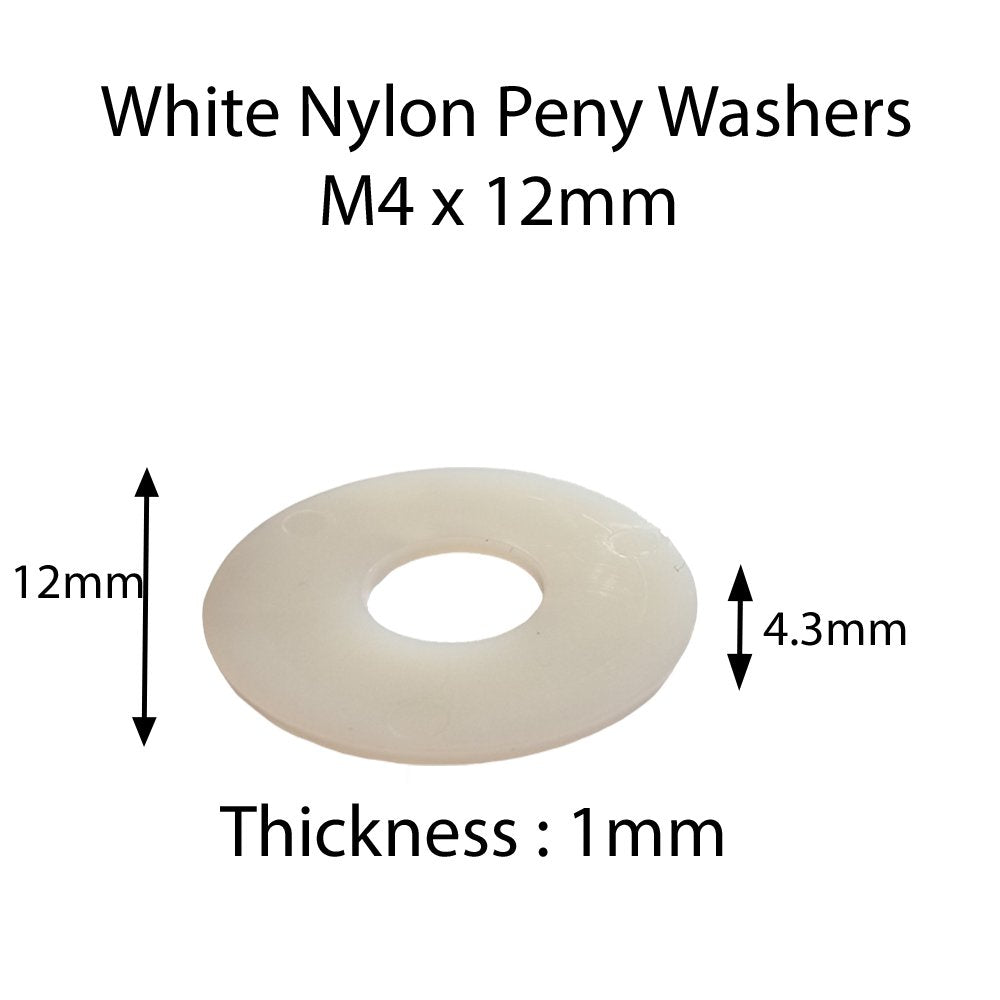 White Nylon Penny Washers M3–M12 — DIN 9021 Insulating