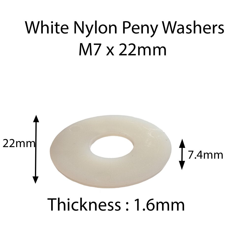 White Nylon Penny Washers M3–M12 — DIN 9021 Insulating