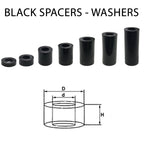 Black Nylon Spacers / Standoff Washers — Pack of 10