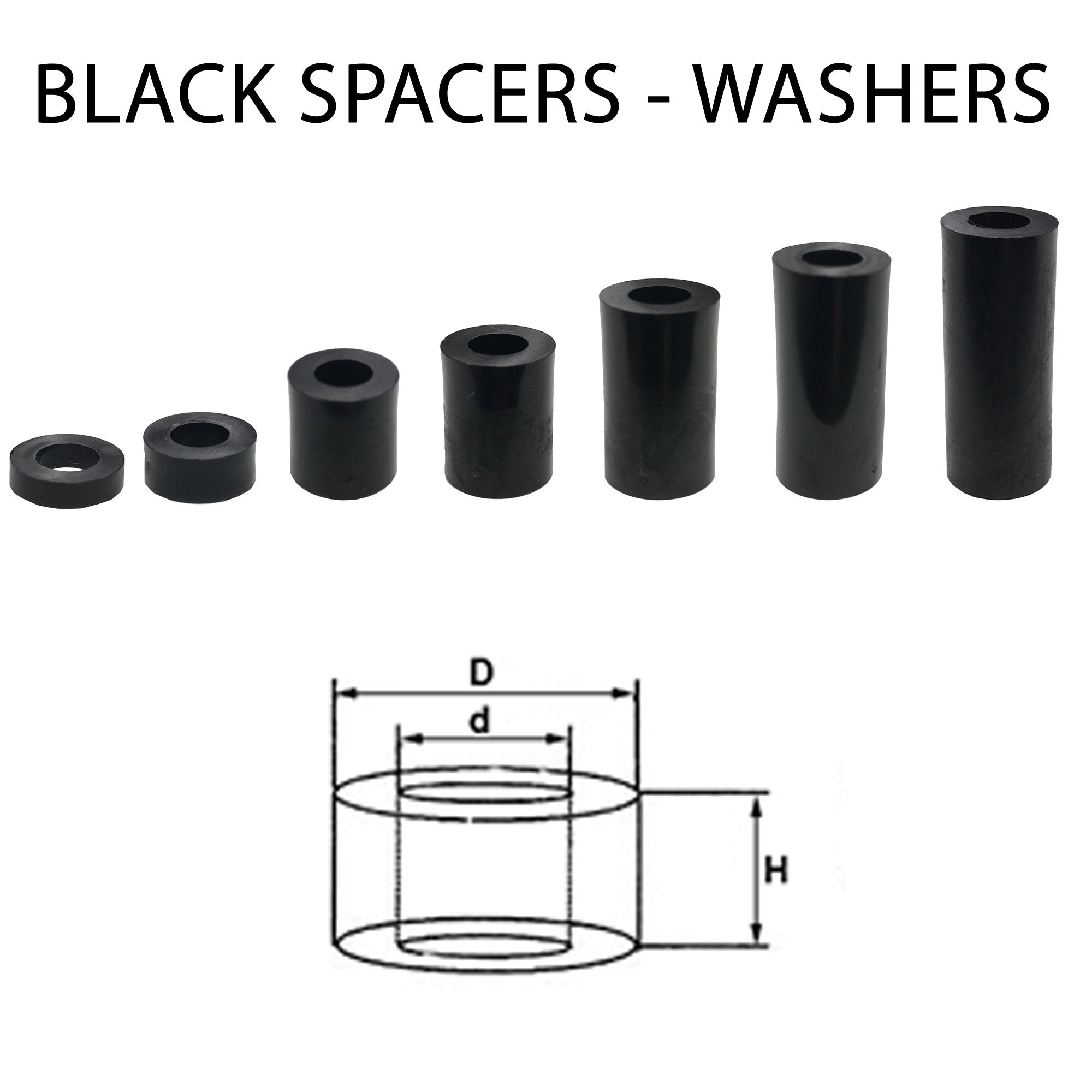 Black Nylon Spacers / Standoff Washers — Pack of 10