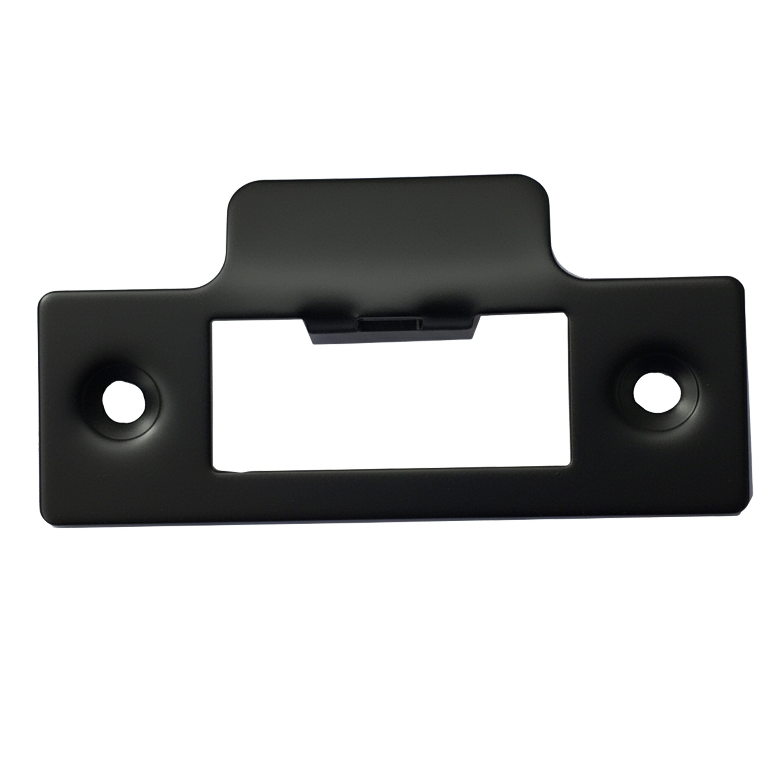 Black Strike Plate — Square Corners, 75mm