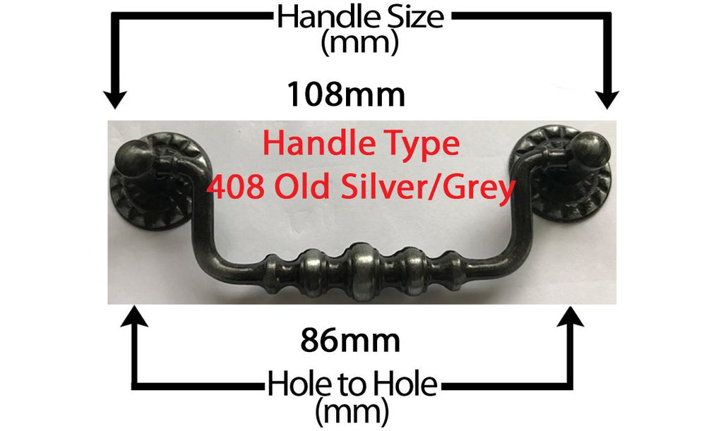Vintage Cabinet Handle — Old Silver, Model 400B VA