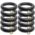 Black Curtain Rings 22–35mm Pole — Pack of 10 Rust-Proof