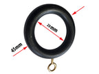 Black Curtain Rings 22–35mm Pole — Pack of 10 Rust-Proof