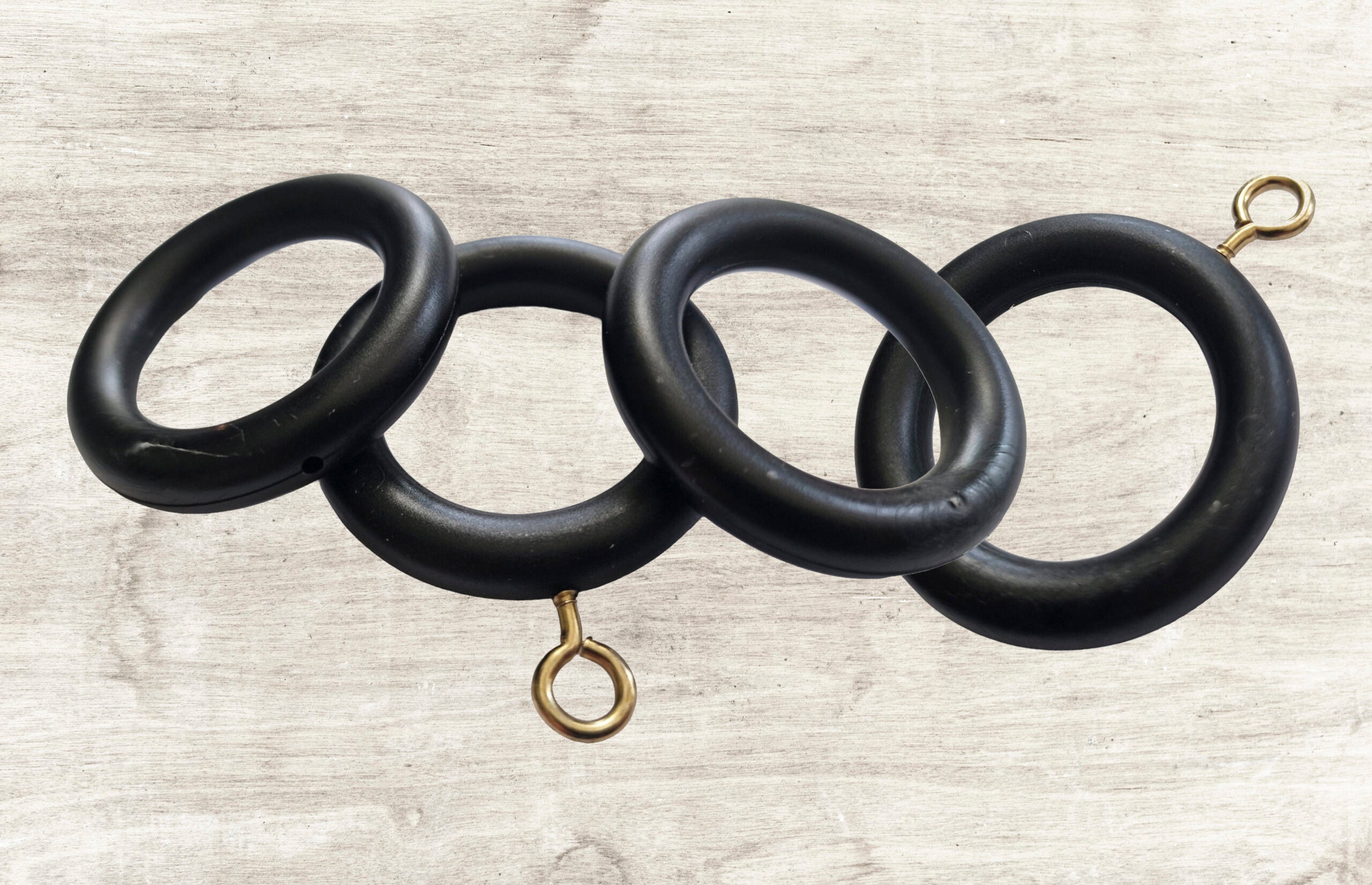 Black Curtain Rings 22–35mm Pole — Pack of 10 Rust-Proof