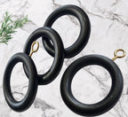 Black Curtain Rings 22–35mm Pole — Pack of 10 Rust-Proof