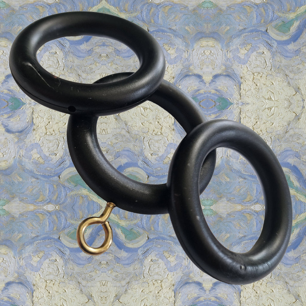 Black Curtain Rings 22–35mm Pole — Pack of 10 Rust-Proof