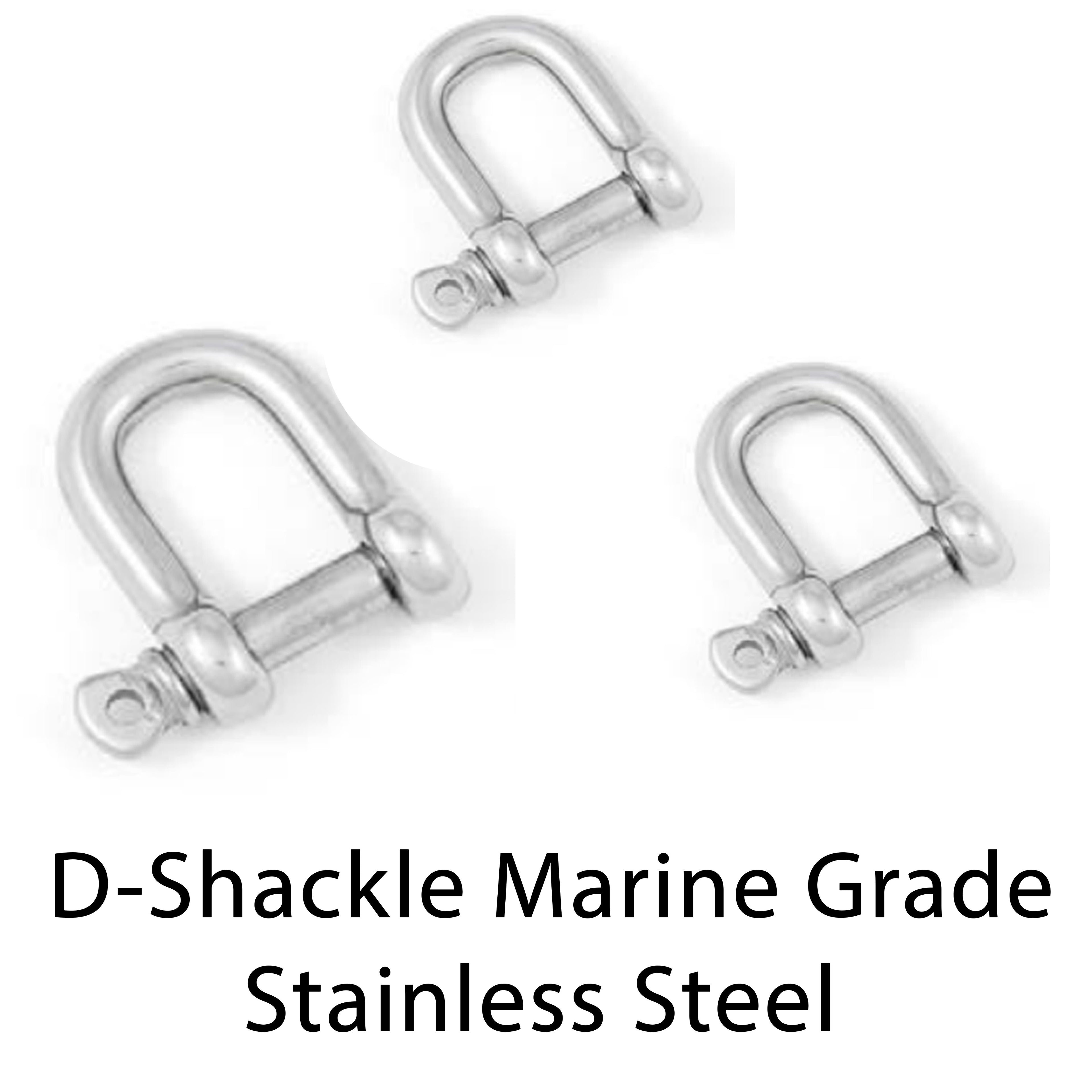 A4 316 stainless D-shackle shown fitted to wire rope