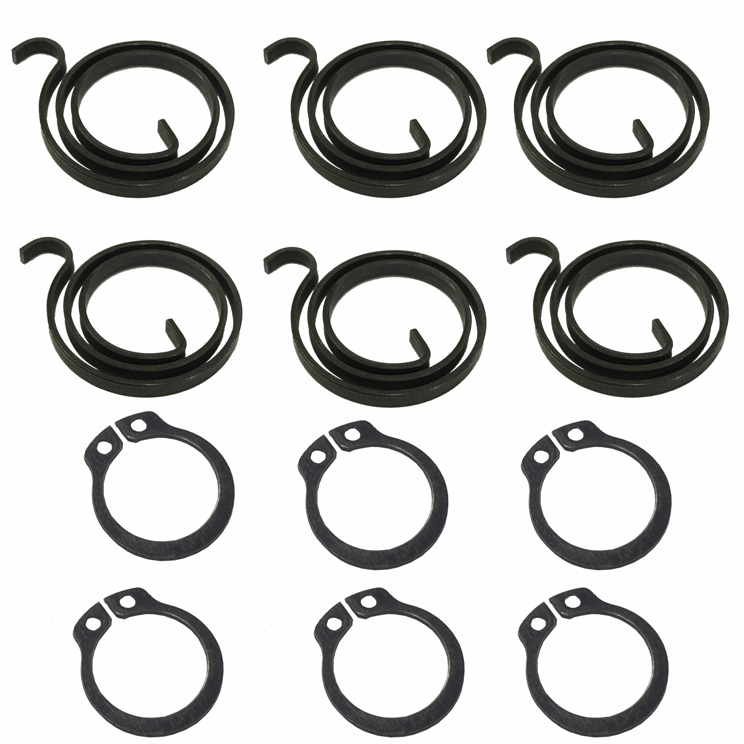 Door Handle Spring Repair Kit — 2.5 Turns, 3mm (6 Springs + 6 Circlips)