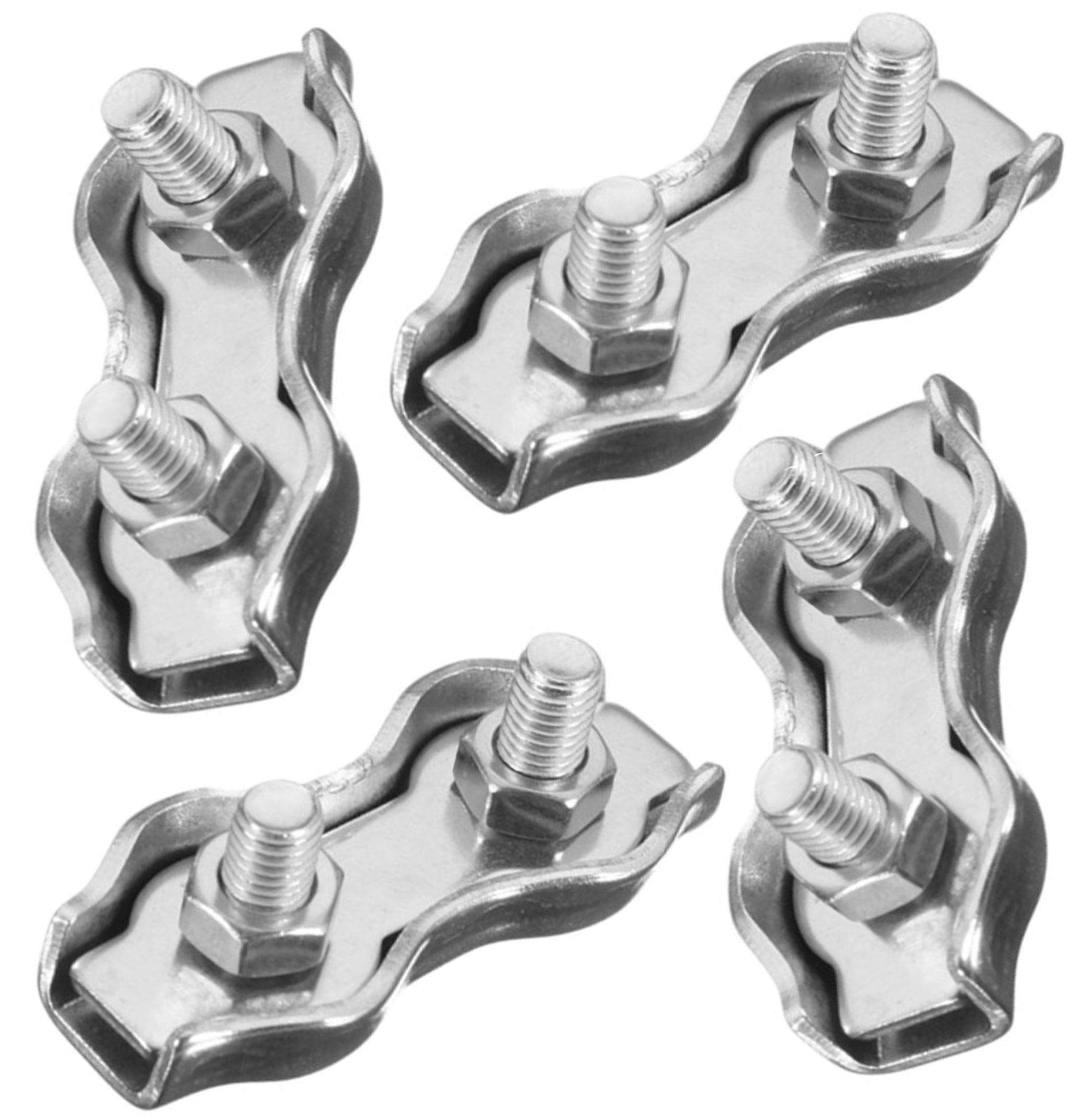 Pack of 4 duplex wire rope clamps in A4 316 marine stainless steel