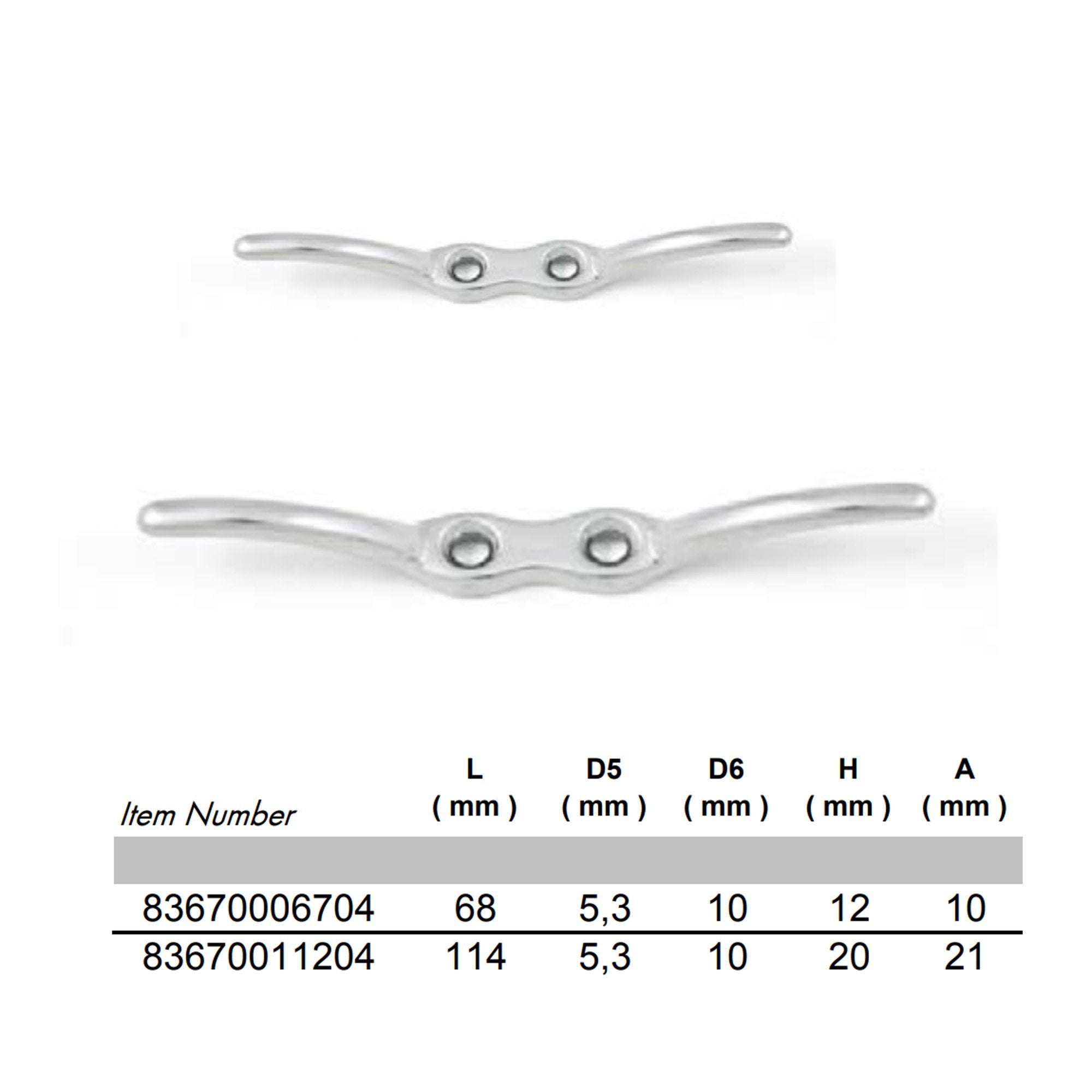 Flag Halyard Rope Cleat 68/112mm — A4 316 Marine Stainless